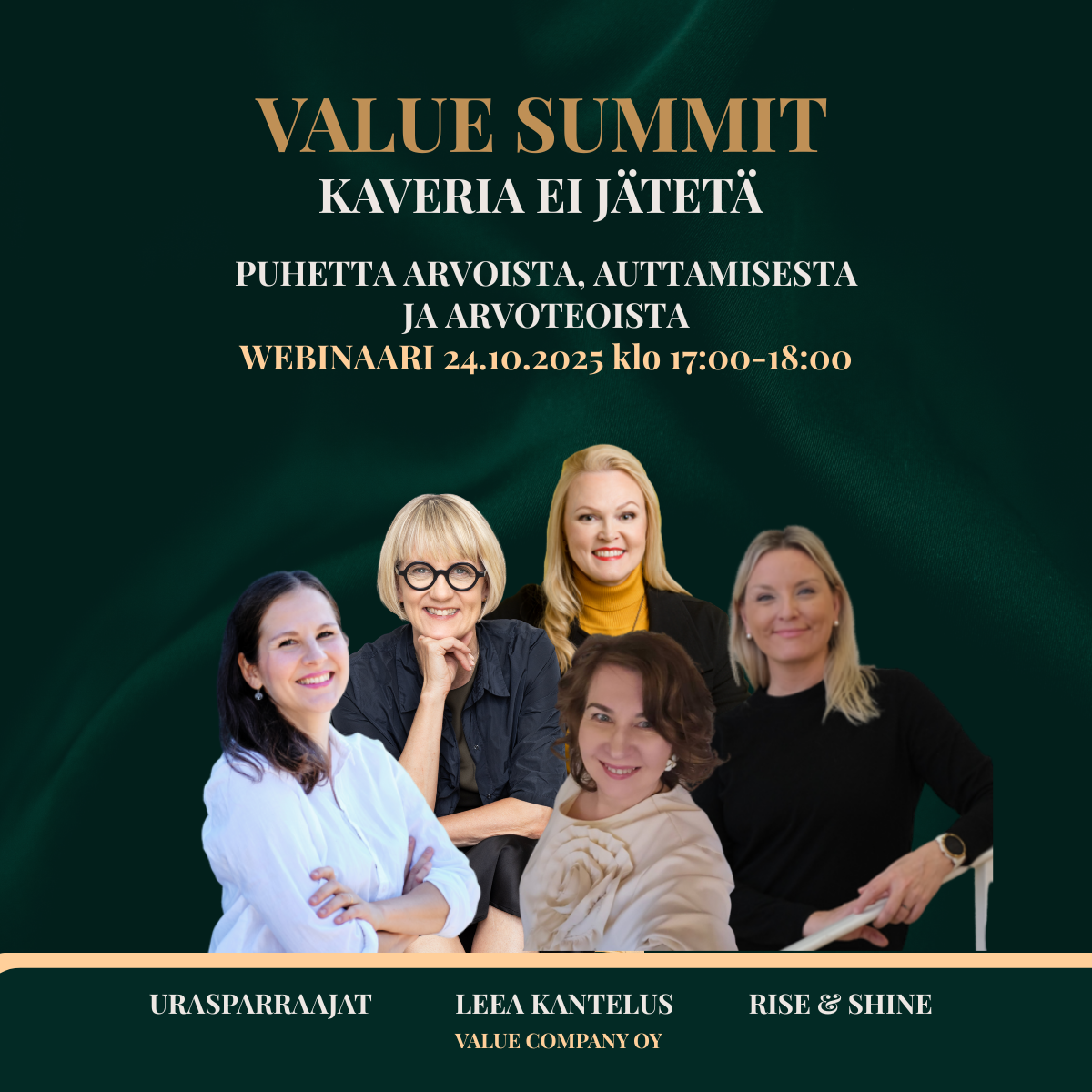 Webinaari 24.10. KAVERIA EI JÄTETÄ (1) Value Summit 2025 - Kaveria ei jätetä. Arvoteko & Webinaari