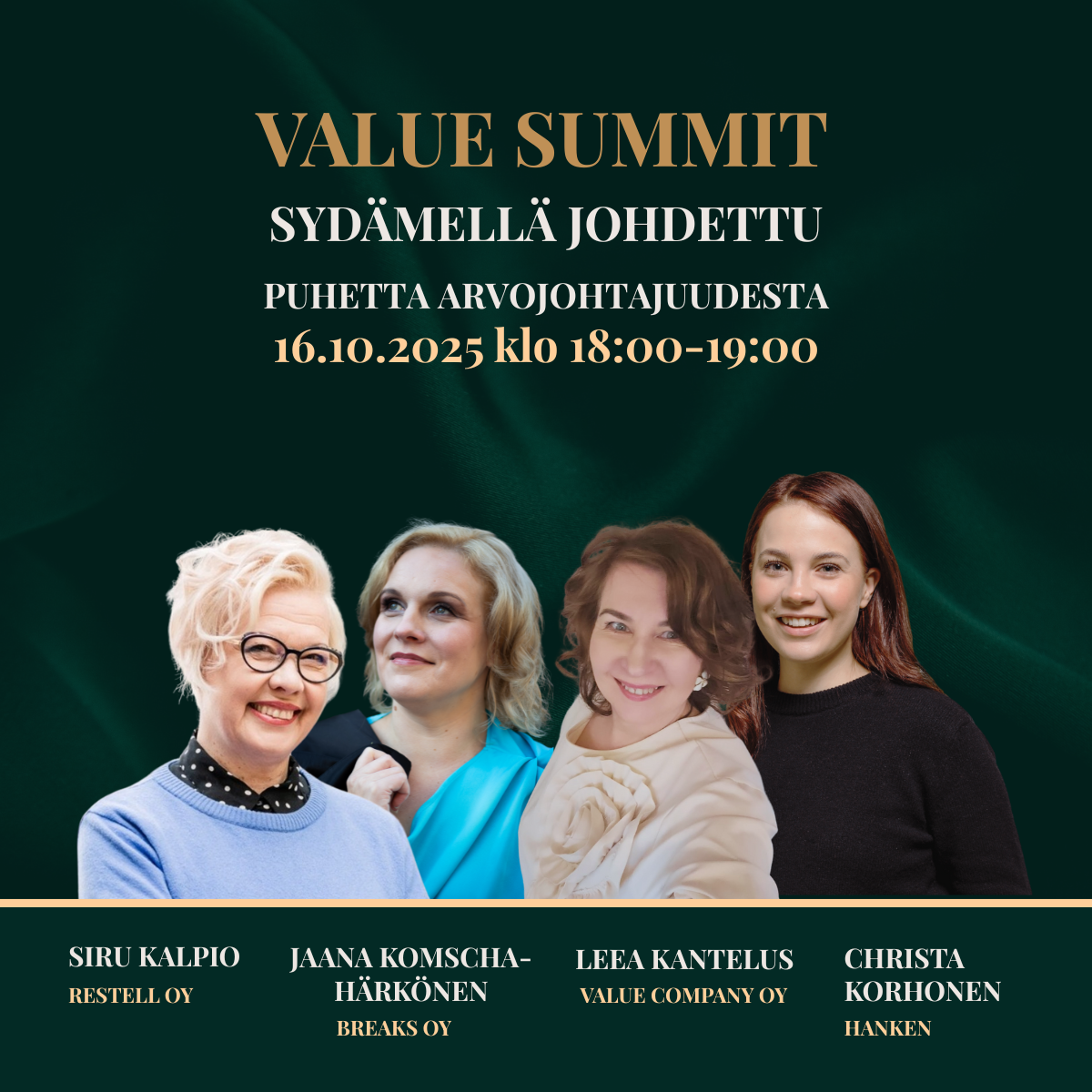 Puhetta arvojohtajuudesta - Sydämellä johdettuWEBINAARI Siru ja Jaana Puhetta arvojohtajuudesta - Sydämellä johdettu