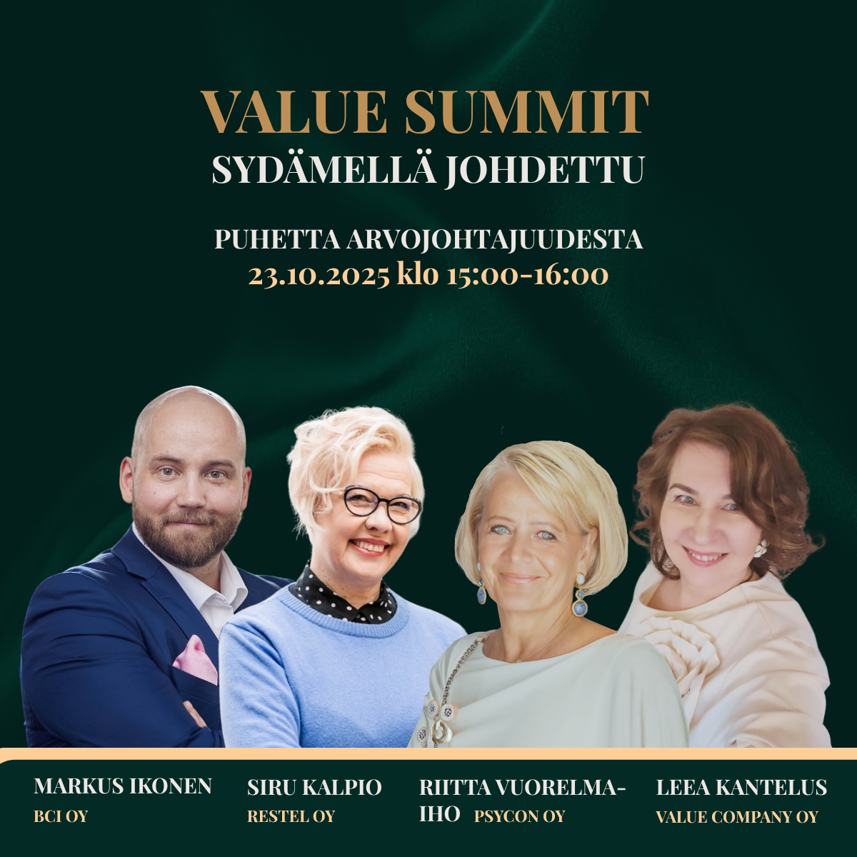 Sydämellä Johdettu - Puhetta arvojohtajuudesta Webinaari 23.10. Sydämellä Johdettu - Puhetta arvojohtajuudesta