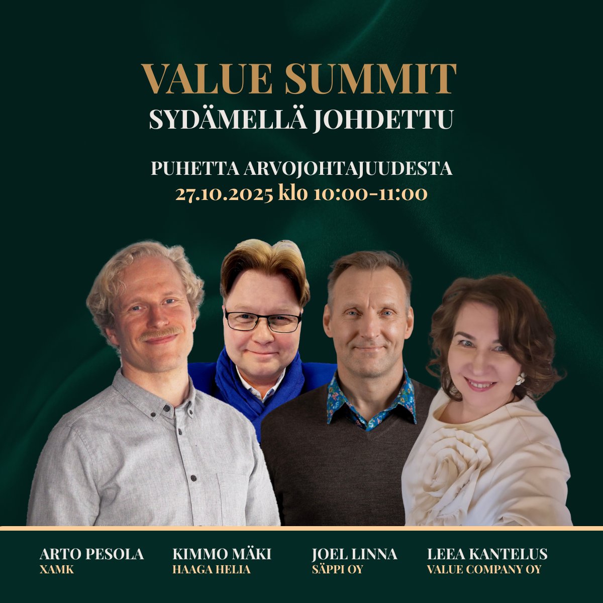 Webinaari 27.10. Sydämellä Johdettu - Puhetta arvojohtajuudesta Sydämellä Johdettu - Puhetta arvojohtajuudesta