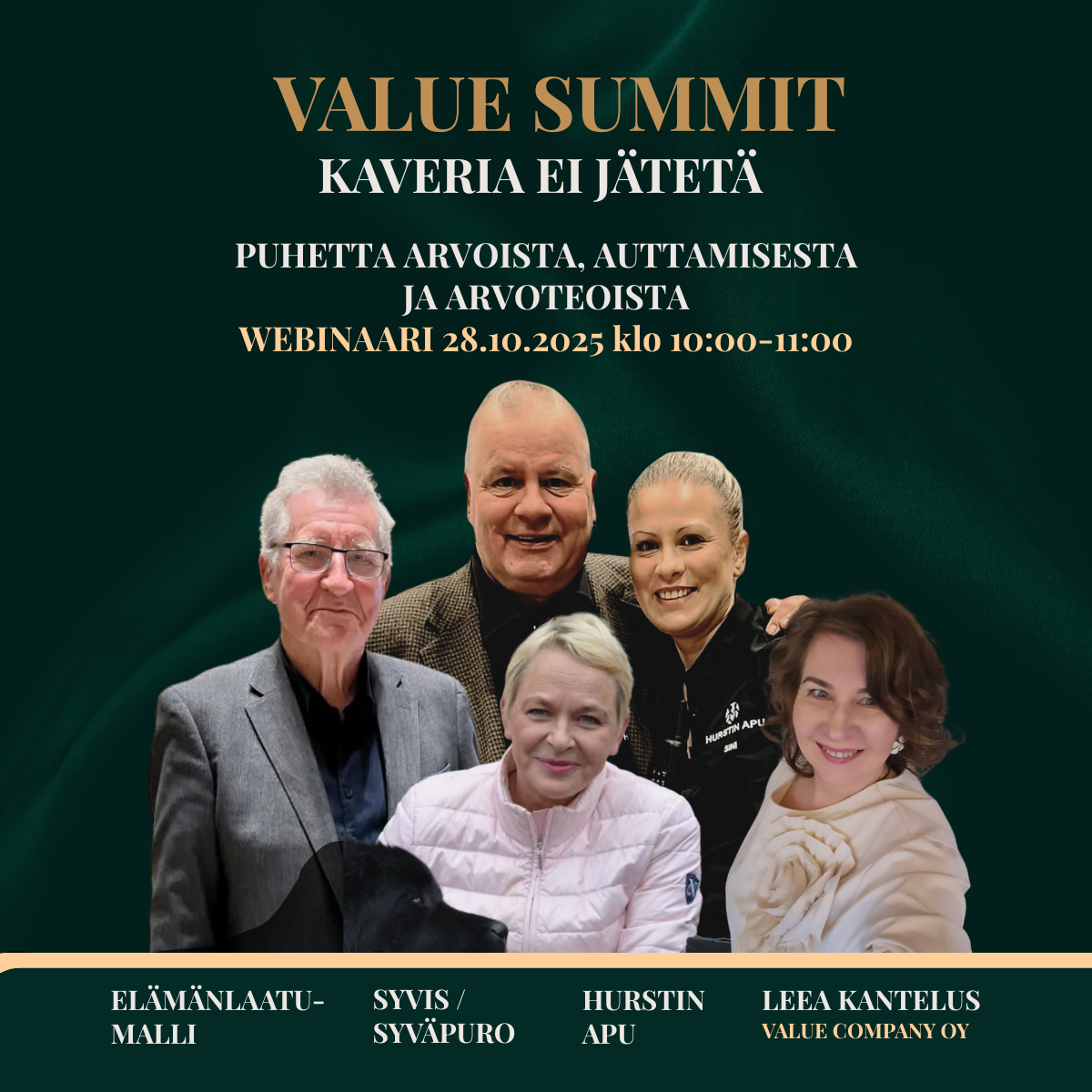 Webinaari 28.10. KAVERIA EI JÄTETÄ VALUE SUMMIT 2025 -  ARVOTEKO. Kaveria ei jätetä -webinaari 28.10.2025