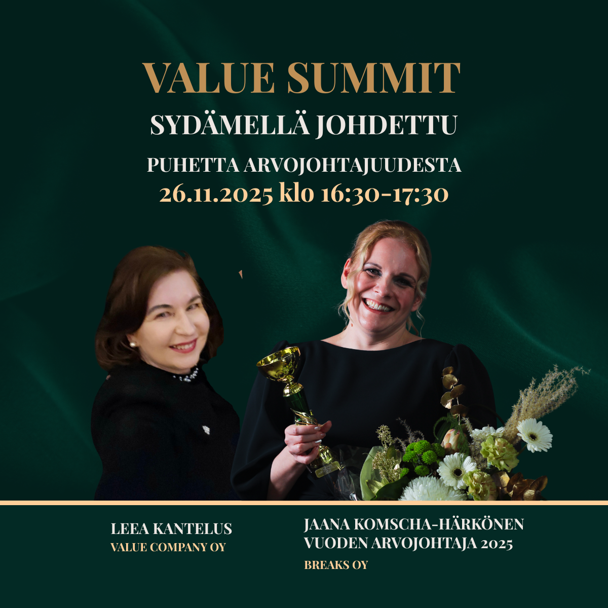 Webinaari: Vuoden Arvojohtaja 2025 -tunnustuksen saaja Jaana Komscha-Härkönen